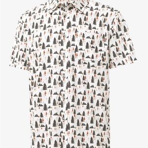 NWT Pine Forest Camping Maelreg Men’s 3XL Short Sleeve Golf Button Up Shirt